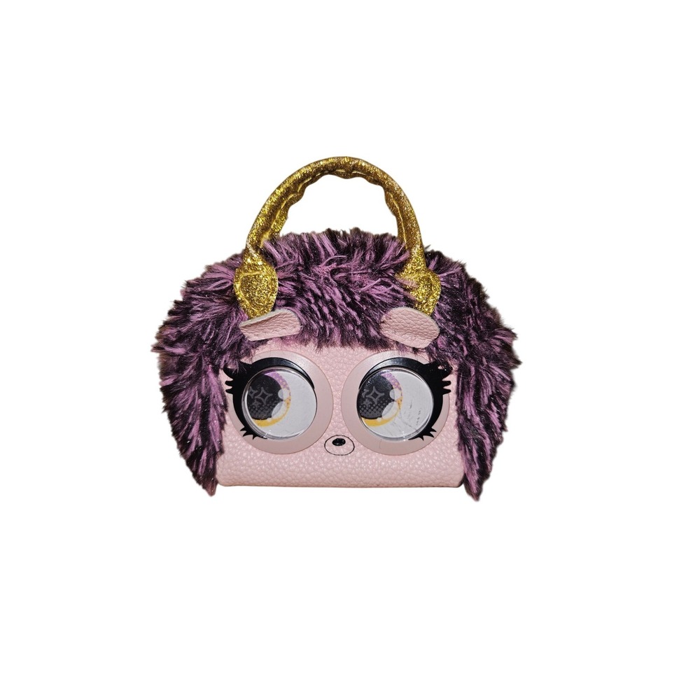 Purse Pets Micro Purse Pet Roarin Rewind Pink Purple Faux Fur Mini Bag Hedgehog